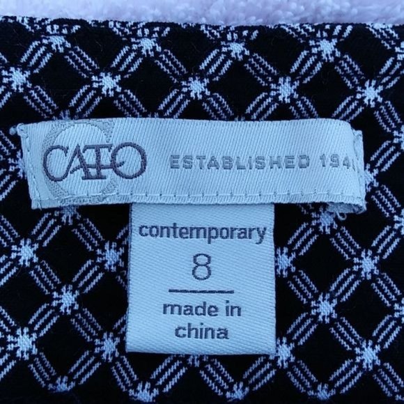 CATO WOMENS BLACK/WHITE PANTS SIZE 8 - Picture 4 of 7
